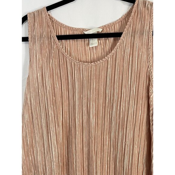 h &amp; m sleeveless shirt blouse long sheer shine brown medium bust 22" READ - Picture 2 of 6